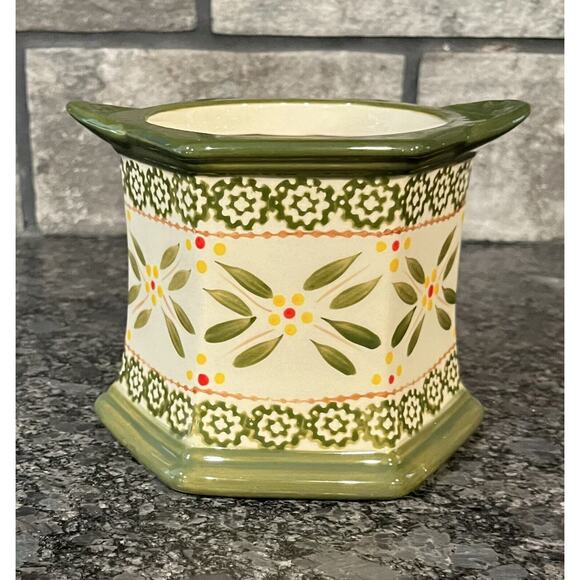 Temp-tations Old World Green 0.9 Qt Hexagon Baker Canister Cookie Jar NO LID - Picture 1 of 5